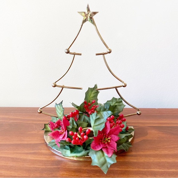 Vintage Accents Vintage Gold Christmas Tree Candlestickholder